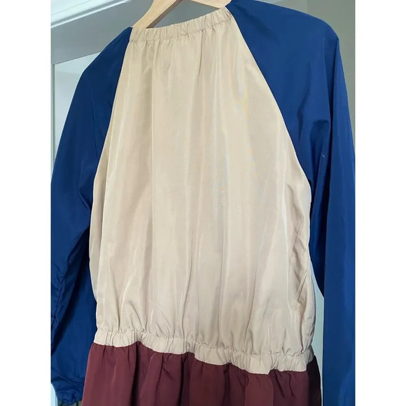 Hayden Los Angeles Color Block Peplum Windbreaker Jacket Small Navy Tan Maroon - Picture 7 of 8